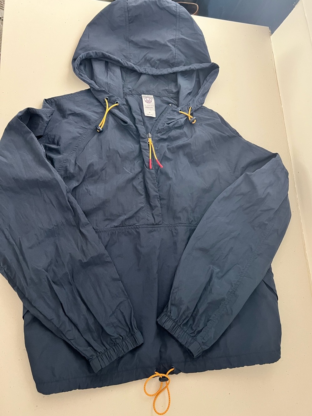 Te Verde Kids Medium Navy Blue Hooded Windbreaker Nylon Jacket Lightweight